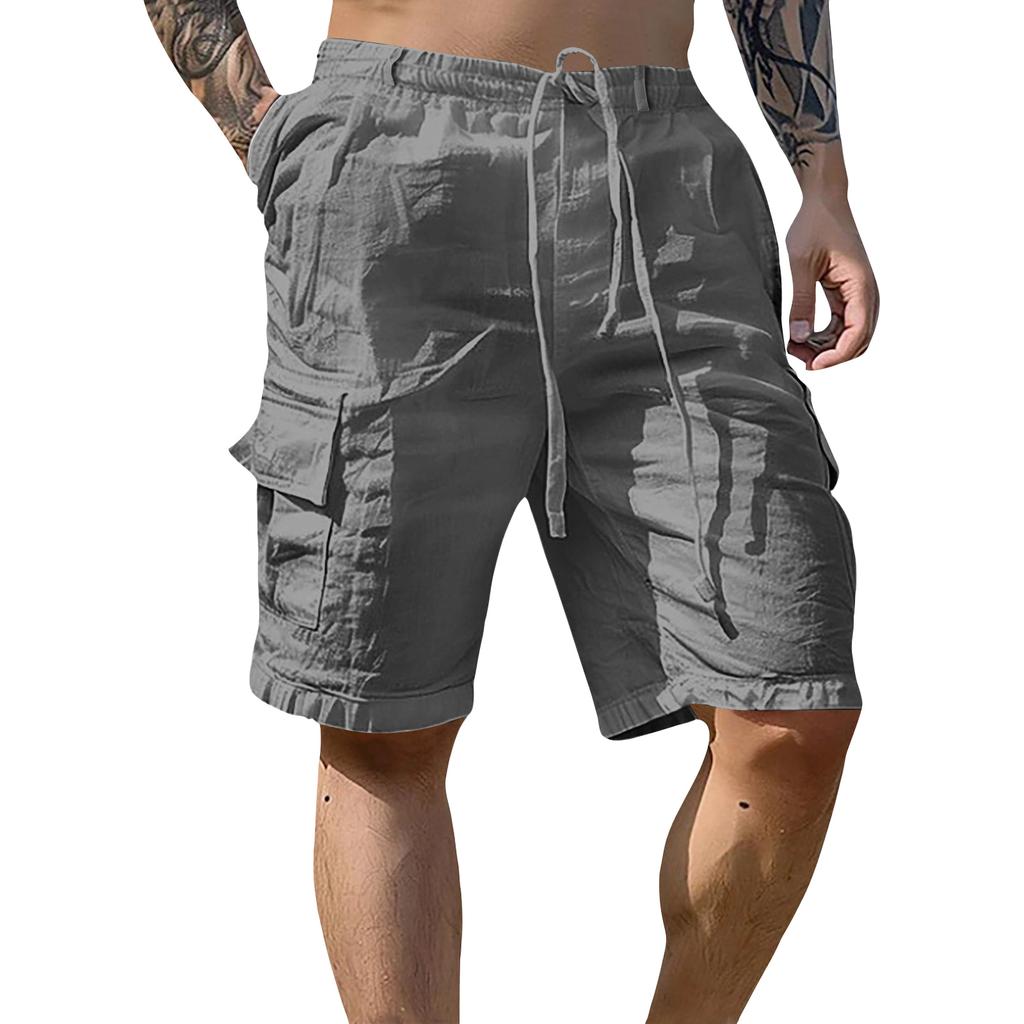 Men's Cotton Linen Casual Cargo Shorts Men's Fashion Work Shorts
