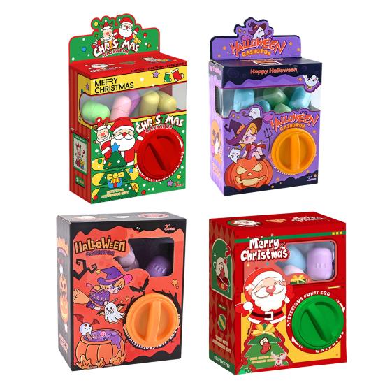 Halloween Mini Capsule Toy Machine 6/12/16 Random Surprise Eggs Cute Cartoon Gashapon Machine Mini Round Capsule Gift for Kindergarten Xmas Easter