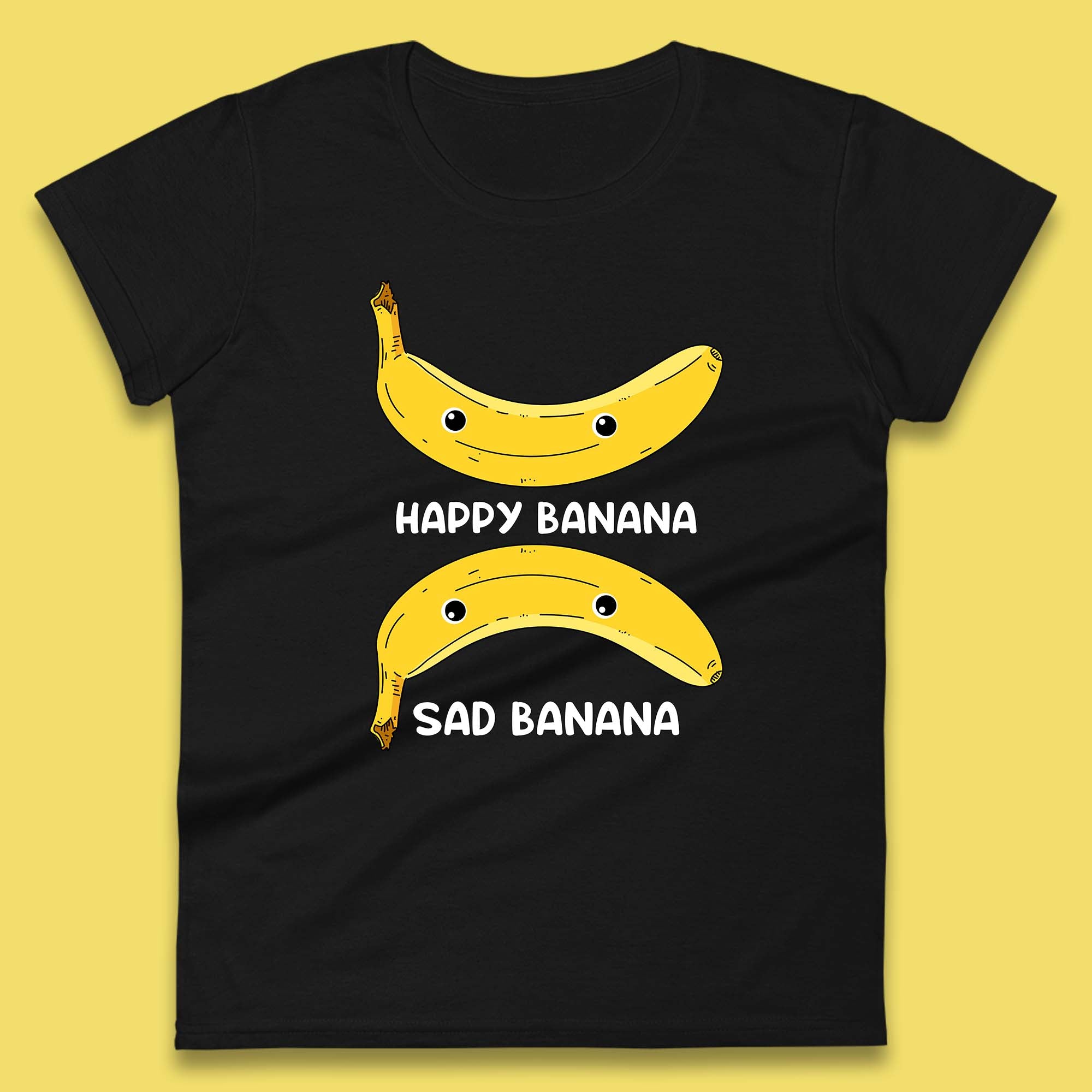 Happy Banana Sad Banana Funny Meme Pun Joke Smiling Face Womens Tee T Shirt Mens Tops Unisex Top 3XL