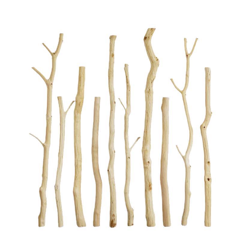 Natural Driftwood Hanging Clothes Rail: Solid Wood Tree Trunk for Decorative Wall Partition In Living Room or Hotel.