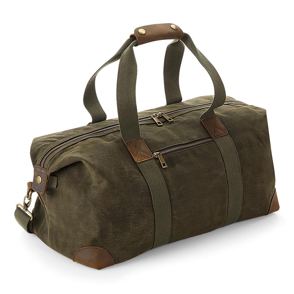 Quadra Heritage Leather Accented Waxed Canvas Holdall