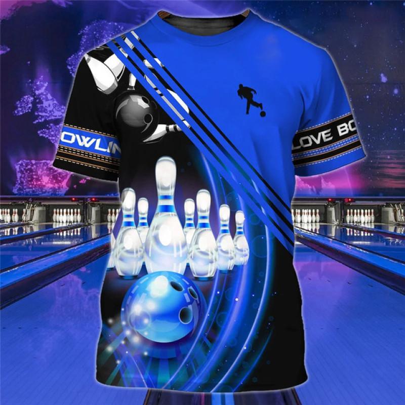

Fashion Bowling Printed T Shirt For Men Outdoor Sports Tees Unisex Casual O-neck Short Sleeve Y2k Hip Hop Harajuku Oversized Top