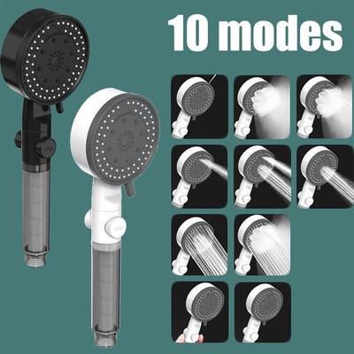 10 Mod Duş Başlıkları Filtreli Yüksek Basınçlı Duş Başlıkları Tek Tuşla Durdurma Su Tasarrufu Ayarlanabilir Sprey El Tipi Taşınabilir Duş Banyo Aksesuarları