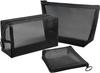 Aosbos 3-Pack Mesh Cosmetic Bag Set - Travel/On-The-Go Makeup Storage, Zipper Closure Small Pouch