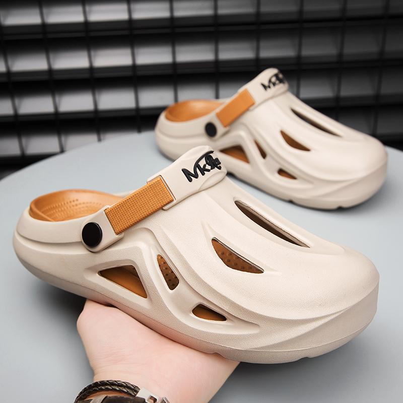 

2025 мужские уличные сандалии тапочки пляжные удобные шлепанцы толстая подошва уличные сабо мужская повседневная садовая обувь мужские пляжные сандалии 39-40 хаки