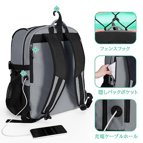 GOBUROS Basketball Backpack, Basketball Bag, Backpack for Basketball, Soccer, Volleyball, Gray