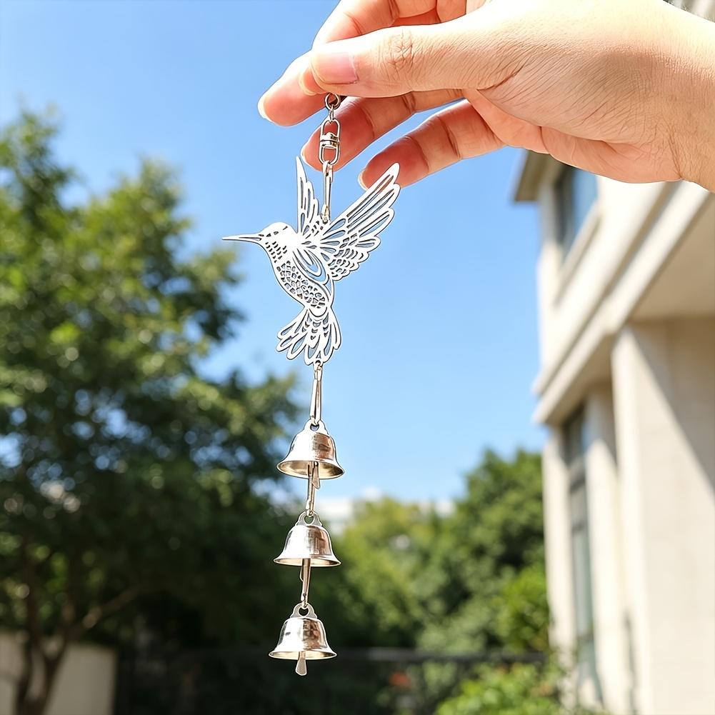 Boho Hummingbird Bell Wind Chime, Hollow Metal Bird Hanging Charm for Yard Decor & Housewarming Gift