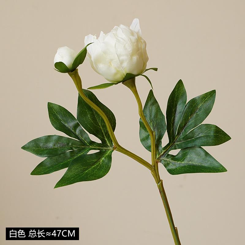 European mini 2-head simulated peony flower wedding home soft decoration flower arrangement silk flower arrangement flower art simulation peony белый