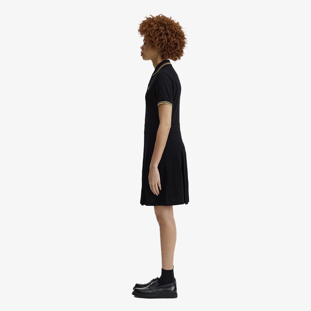 Fred Perry [Womens] Twip Tip Pleated Fred Perry Dress - Black/Champagne Afpf2611177-90A