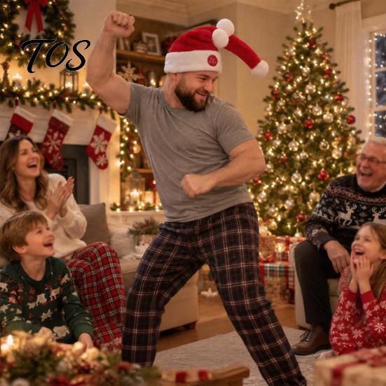 Neuheit Weihnachtsfeier-Ausrüstung Animierte Freche Weihnachtsmütze für Erwachsene, Lustige Elektrisch Bewegliche Mütze, Humorvolle Feiertags Kopfbedeckung Rotes Bewegungs-Weihnachts-Accessoire
