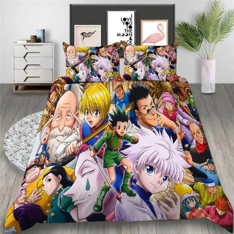 3D Anime Hunter X Hunter Ložní souprava Povlak na přikrývku Ložní souprava Přikrývka Povlak na polštář Přikrývka King Queen Size Chlapecká Dospělá Ložní souprava