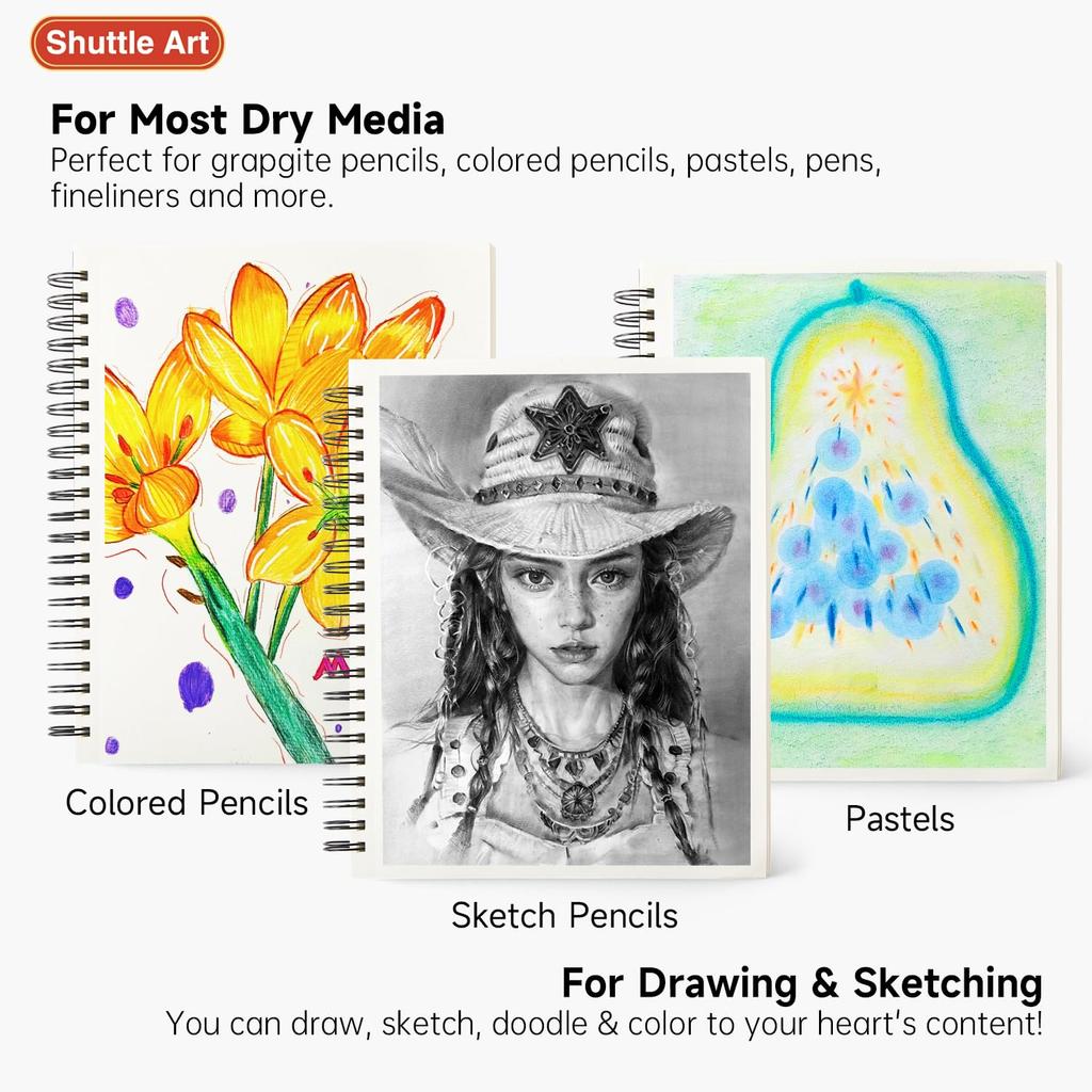 Shuttle Art Sketchbook, 110 sheets, 2-book set, spiral bound, with patterns, drawing paper, croquis book, sketchbook, drawing pad, doodling pad, freeh