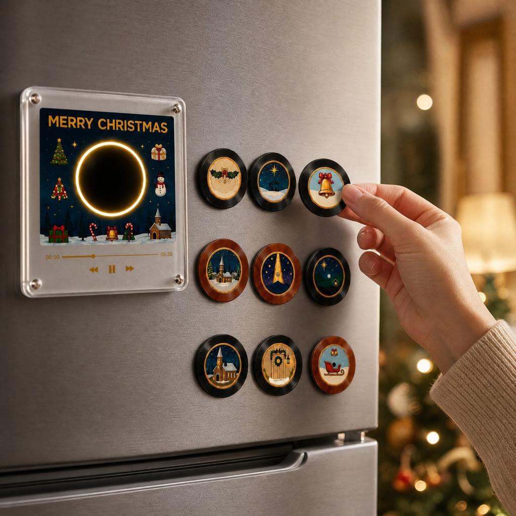 Weihnachts drehende Scheibe Nachtlicht mit, singende Spieluhr Kühlschrank