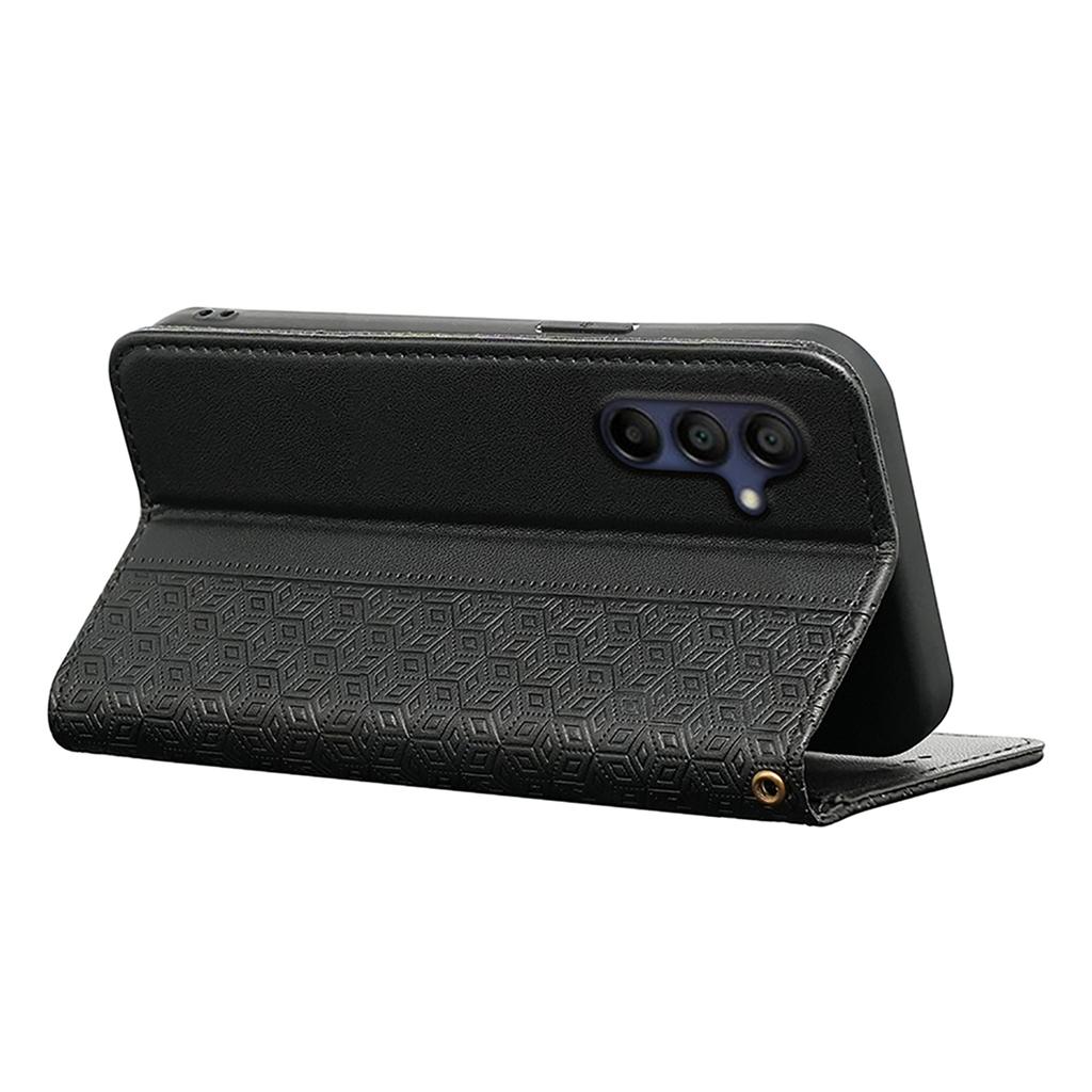 For Samsung Galaxy A16 5G/A16 4G Wallet Phone Case Strong Magnetic Checkered Pattern Imprint Leather Flip Cover