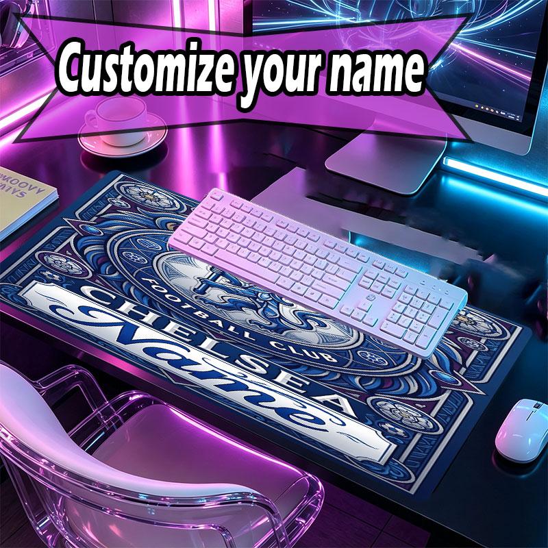 Custom Name Personalized Chelsea Football Club Pattern Mousepad, Laptop PC Desk Mat, Decorative Desk Mat for Home Keyboard Pad Gift