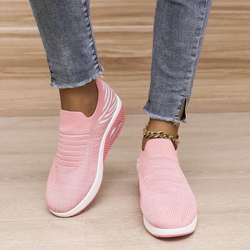 Neue Frauen Dame Woven Stricken Stoff Atmungsaktiv Casual Sport Schuhe Frau Weibliche Rennen Gehen Turnschuhe Schuhe