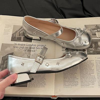 Enkelschoenen retro ronde neus dikke hak damesschoenen zomermode strik lichte mond leren schoenen hoge hak Mary Jane schoenen dames