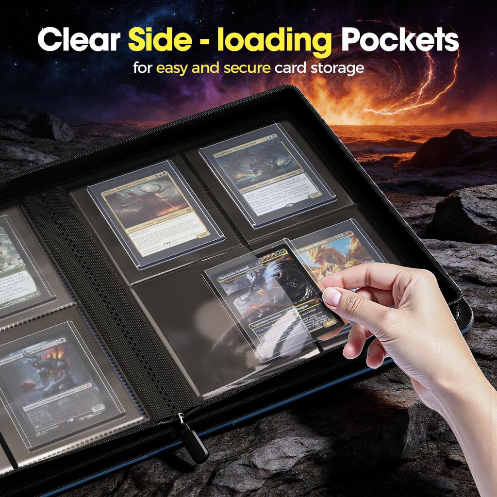 ProCase Card Trading Card Trading Card Card Fan 4 Holds 144 Cards Navy File, Case, Binder, Case, TCG, Activity, Pockets, -