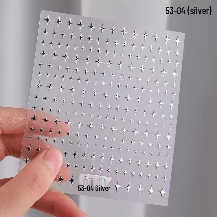 Starlight Silver Star & Crescent 3D Nail Art Stickers
