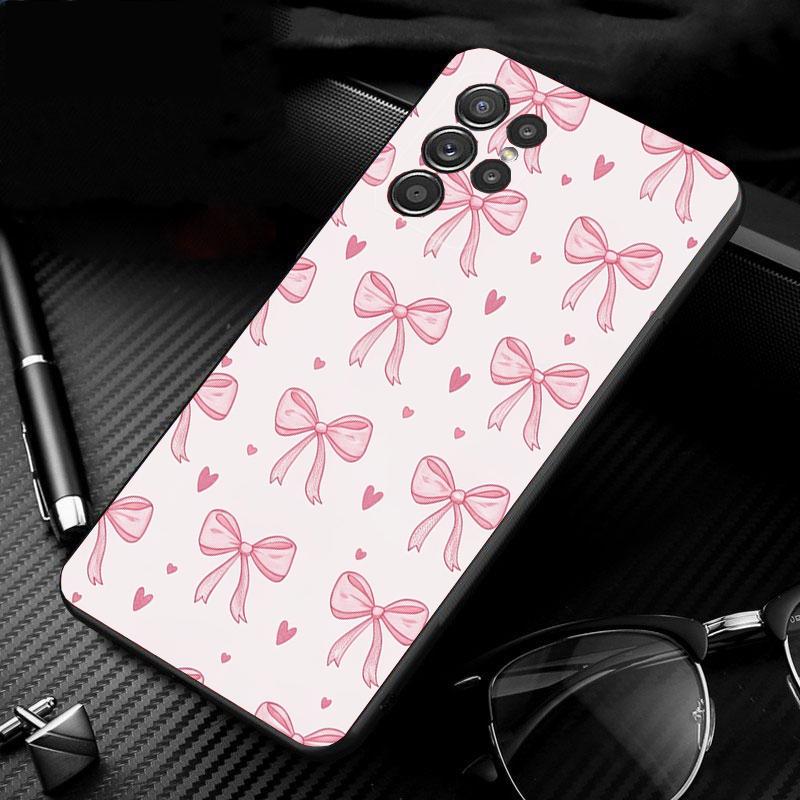 Phone Case For Samsung Galaxy S26 S25 S24 S23 S22 Ultra S23 S22 S25 Plus S24FE S23FE S26Edge Cute Pink Heart Bow