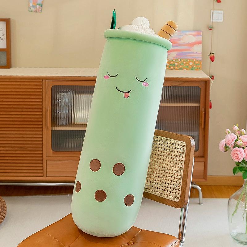 Soft Bubble Tea Boba Cup Plush Toy Strawberry Milk Tea Hug Doll 40cm/15.7in