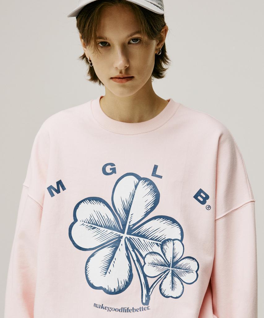 MATCHGLOBE Two-Tone Clover Sweatshirt (Pink)