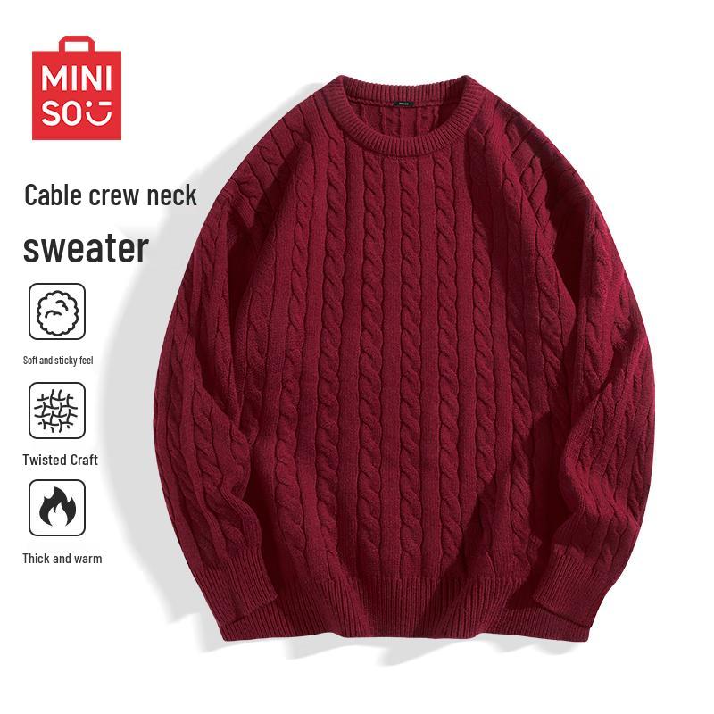

MINISO Men s Cable Knit Turtleneck Pullover Sweater 2XL