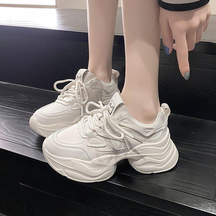 Fashionable and Comfortable Thick Bottom Pops Shoes Female Spring Heightening Female Shoes Hundred Casual Sneakers White