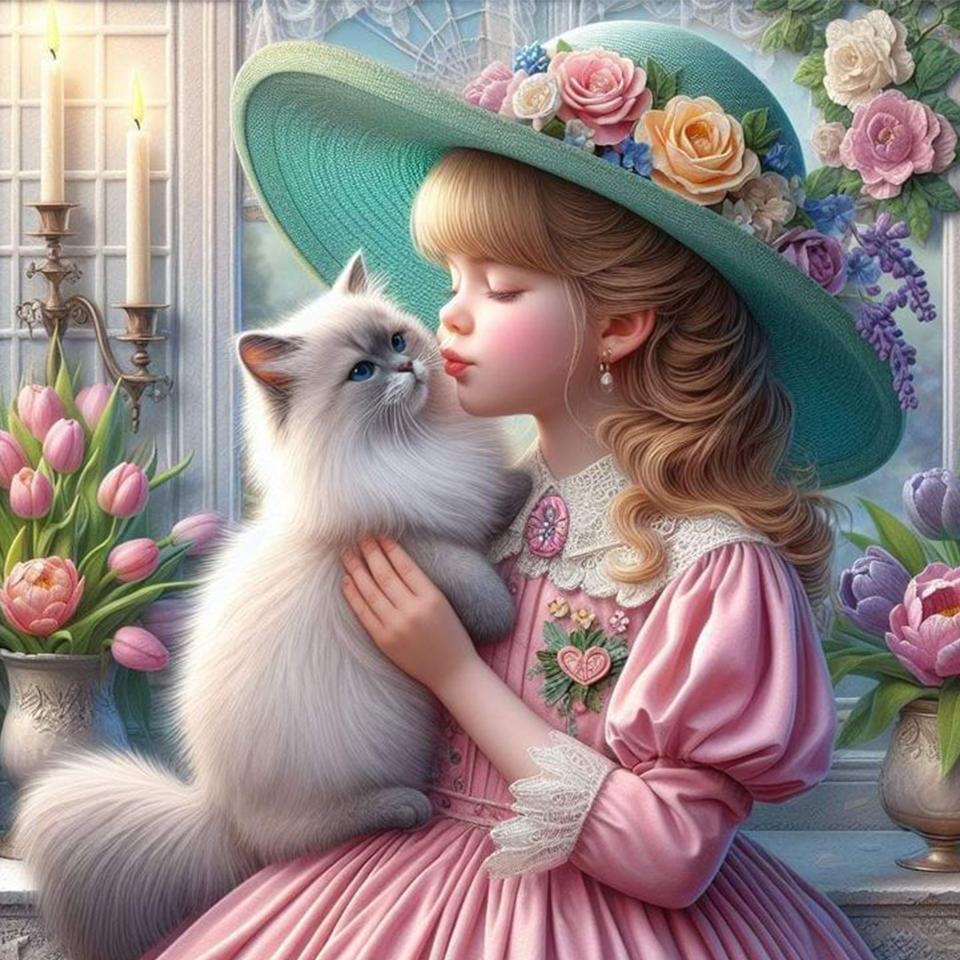 Diy 5D diamantový obraz Nový produkt Zasněná dívka a plná mozaika Zvířecí kůň Psí obrázek Výšivka na zeď