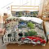 New York Statue of Liberty Duvet Cover KingQueen Size Retro Car Nostalgic 50s Polyester Bedding Set,Vintage Car Quilt Cover9639