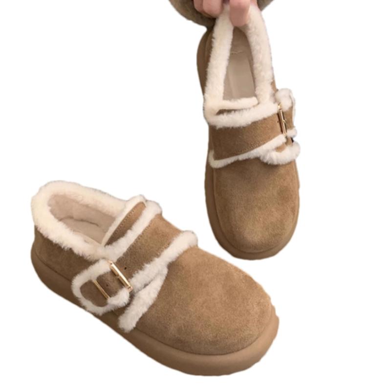 Quality Fur Women'S Snow Ankle Boots Flats Suede Short Plush Shoes Fashion Warm Cotton Shoes New Winter Cozy Walking Mujer Botas
