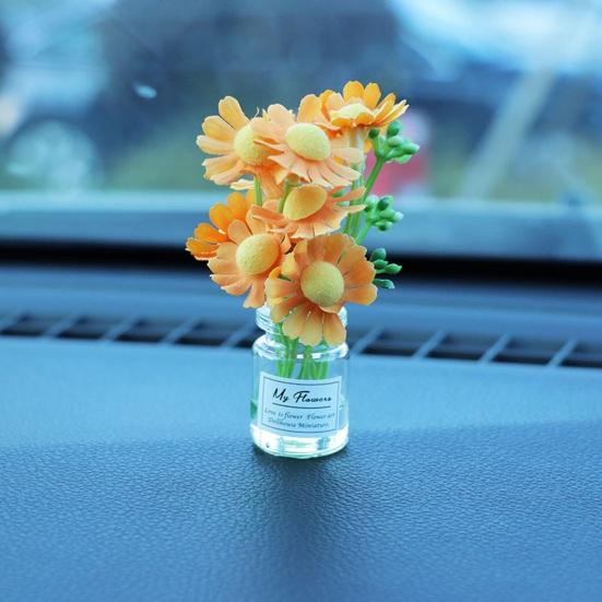 Mini Flower Vase Car Dashboard Decor Cute Center Console Accessory with Adhesive Realistic Micro-Landscape for Home Office Desk