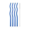 5Pcs/Set Glass Straws Wavy Reusable Drinking Straws Colorful Eco-friendly Straws for Drinks Coffee Milk Tea Straw Barware