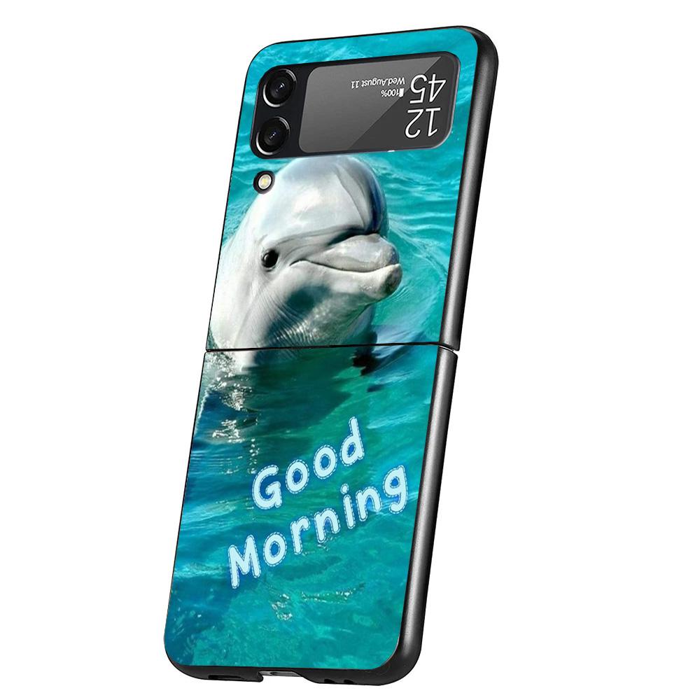 Ocean Animal Cute Dolphin Case Phone Cover for Samsung Galaxy Z Flip 6 5 4 3 5G ZFlip6 ZFlip5 ZFlip4 ZFlip3 Black Hard Trend Fun