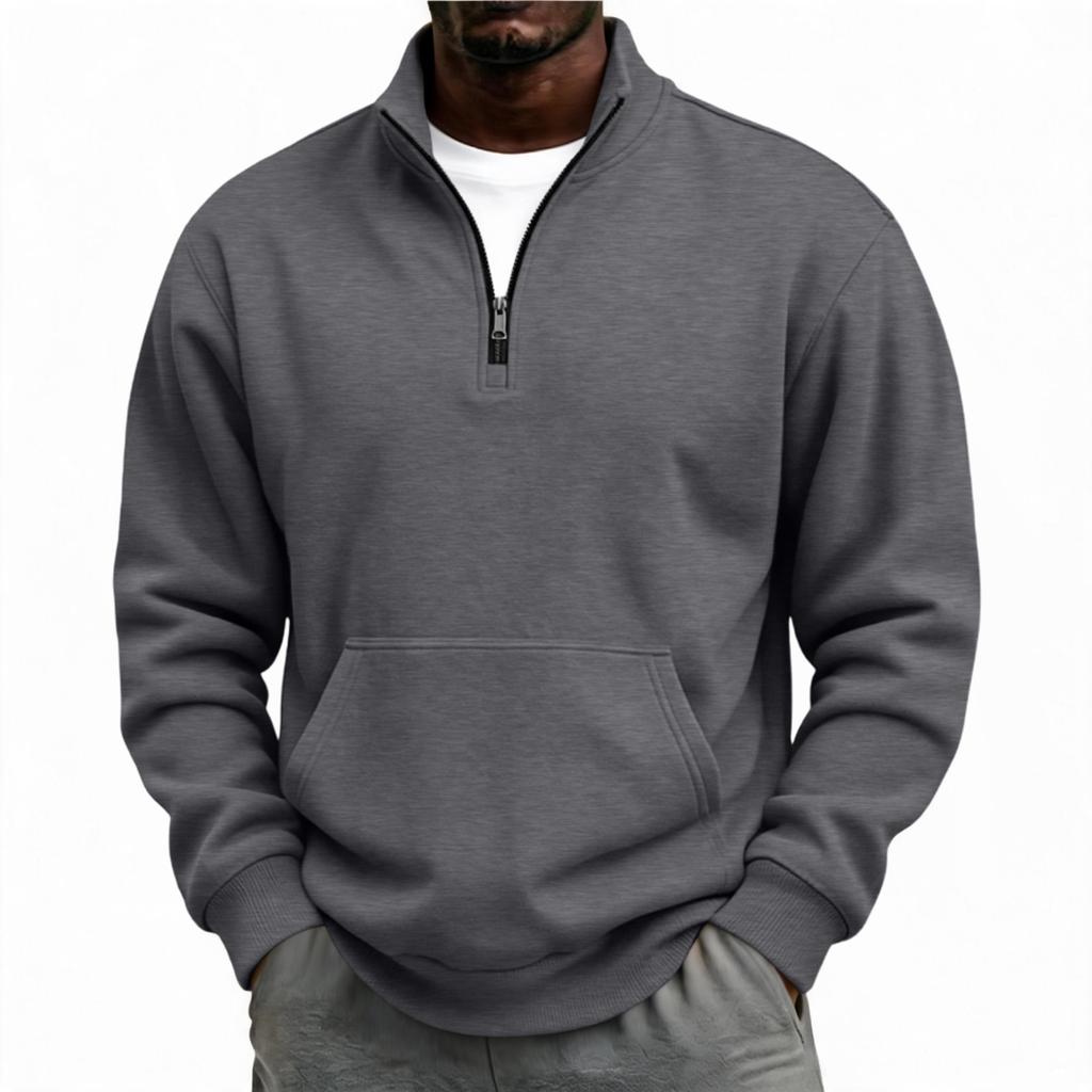Men's Casual Half-Zip Sweatshirt with Stand Collar, Relaxed Fit