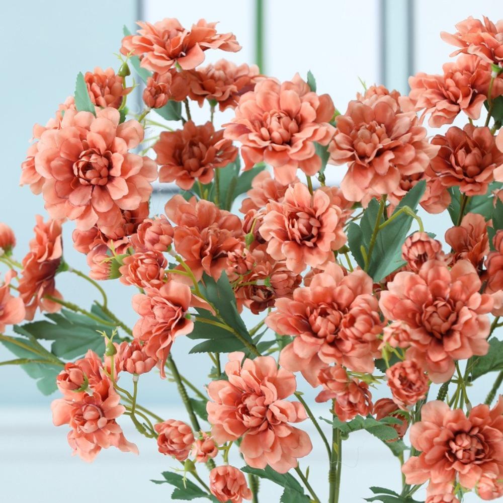 5 Fork Artificial Peony Flower Plastic Fake Flower Silk Peony Flower Branch Balcony Decoration