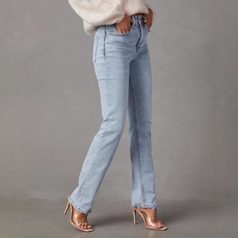 Frühling und Herbst Neue High Waist Helle Farbe Jeans Damen Temperament Pendler Skinny Straight Pants Hose