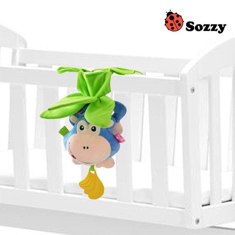 Sozzy 40cm Multi Function Baby Rattle Bell Crib Stroller Stuffed Monkey Hanging Toy Early Educationa