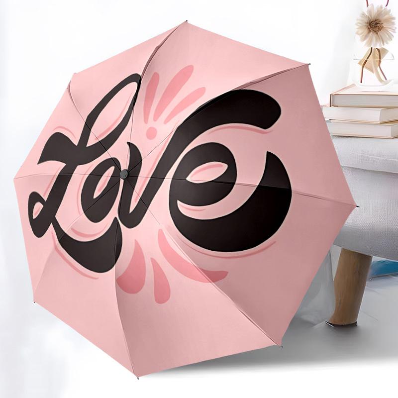 1pc Love Heart Automatic Opening/Closing Umbrella with Operation & Windproof Canopy - Folding Design, Holiday Gift Yy260225191