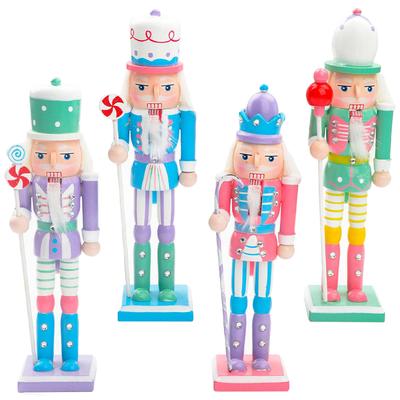 4 Pcs Christmas Tree Decor Nutcrackers Decorations Toy Xmas Ornaments Wooden Walnut Soldier Child