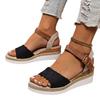 European and American Foreign Trade Large Size Slope Heel Fish Mouth Sandals Women's Summer New Buckle Outer Wear Beach Sandals Women