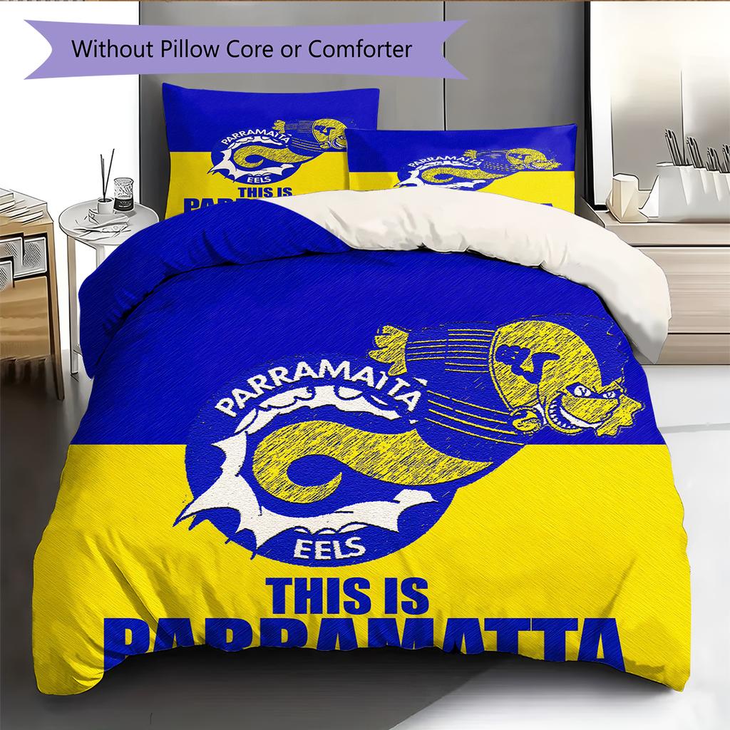 Biancheria da letto con motivo Parramatta Eels Decorazione per la casa Regalo di compleanno e festa (1 * copripiumino + 2 * federa, senza nucleo)