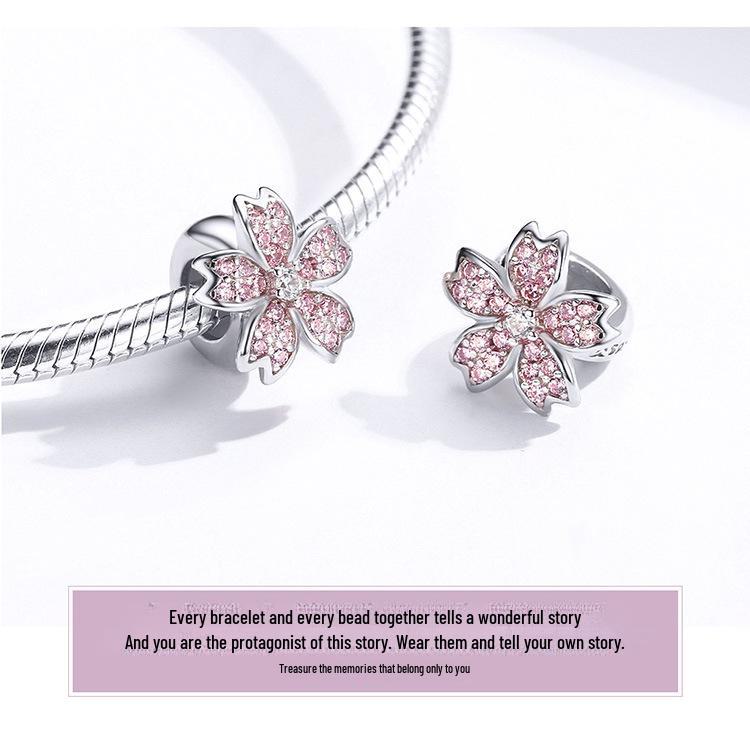 Yinziyun Cherry Blossom Silicone S925 Silver Beads for DIY Fashion Bracelets (SCC1291)