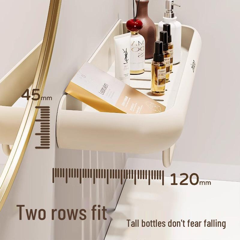 Wall-Mounted Punch-Free Bathroom Shelf for Toiletries and Vanity Storage