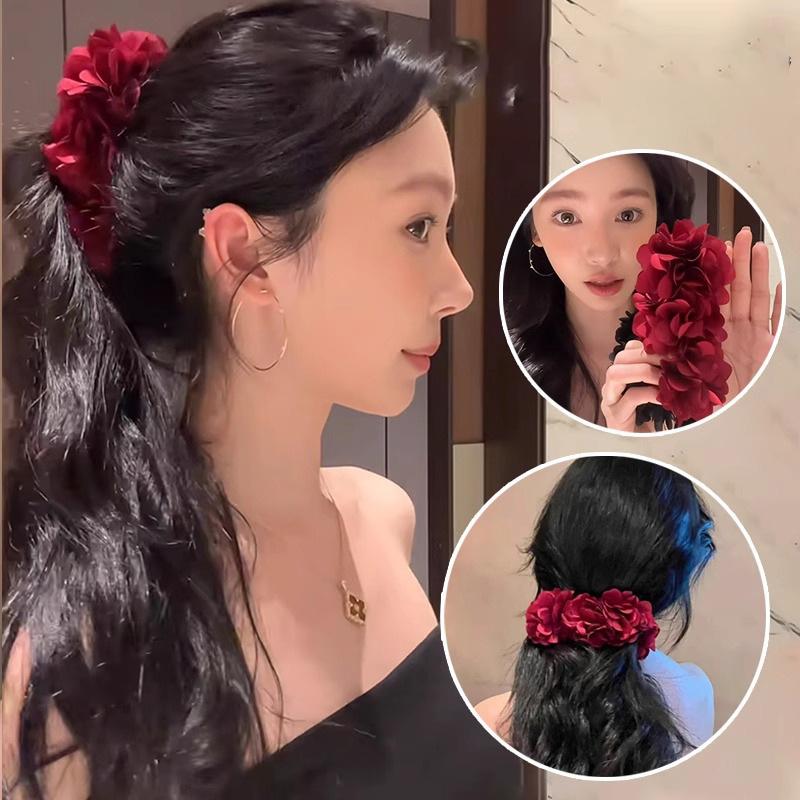 Summer film fabric flower hairpin niche high sense fashion temperament banana clip atmosphere sense retro hair accessories women