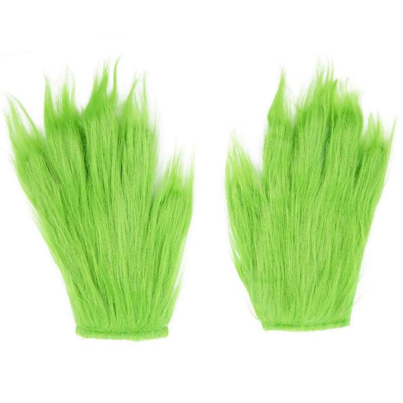 Grinch Half Face Mask With Green Hair And Whimsical Design For Christmas Celebrations