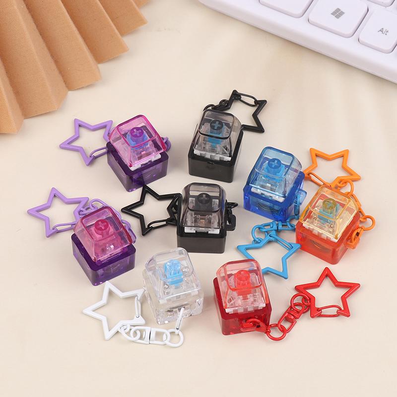 Diy Keyboard Fidget Keychain Keys Button With Led Light Clicker Toy Stress Relief Pass The Time Keycap Pinch Toy