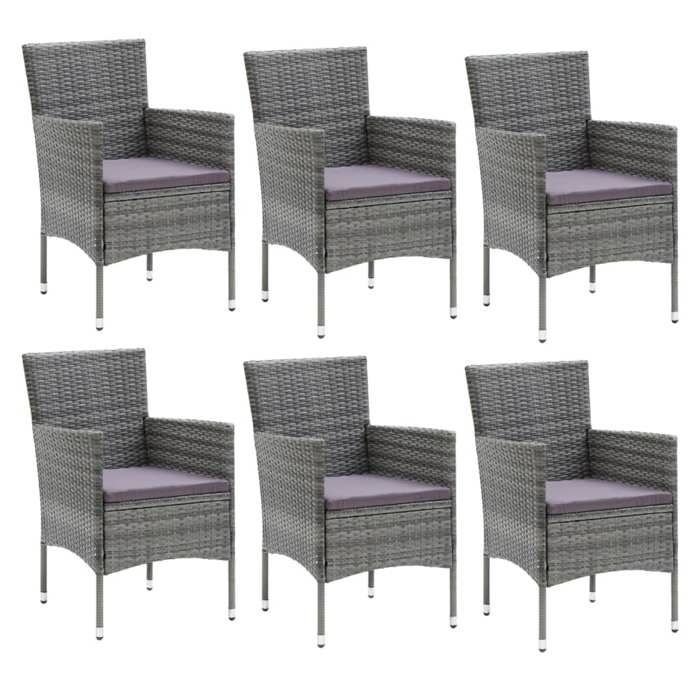 Exclusive House - Garden Dining Set Cushions 7pcs Woven Resin Grey