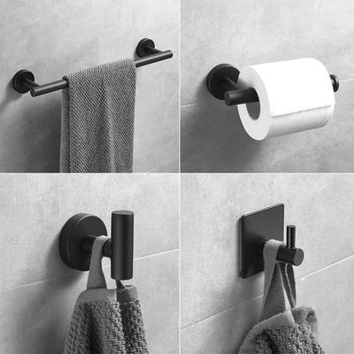5 PCS Black Bathroom Hardware Set Wall Mounted Towel Rack Set  Household Use