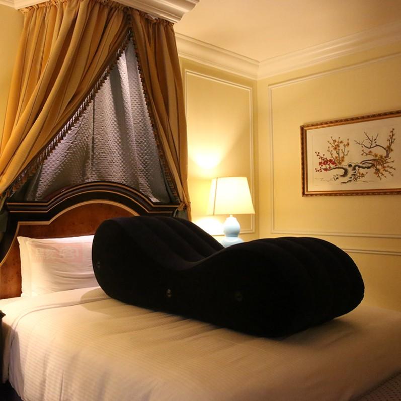 VaHppy "S" Shaped Inflatable Sofa Beds "Sex On Horseback" Individual Airbags Vibrating Undulating 150*61*50CM Handcuffs Included